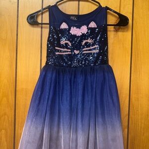 Mia Girls' Blue Sequin Cat Dress